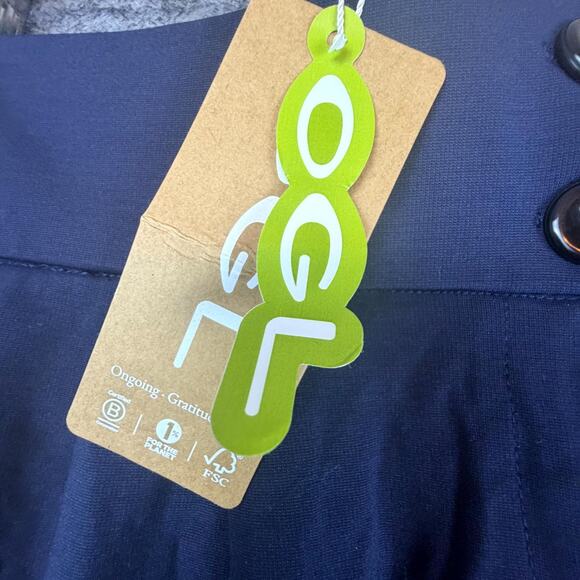 OGL Move Pants Womens Large Navy Blue High Rise Straight Leg Pleated Comfort - Picture 9 of 9